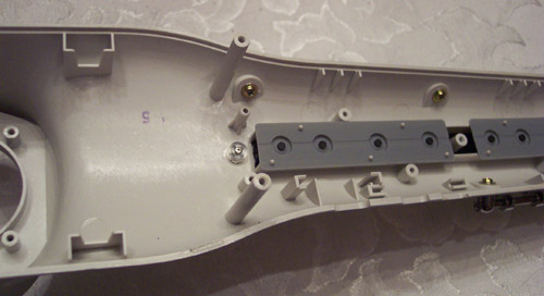 Inside Shell of DH-100. The new button actuator is visible